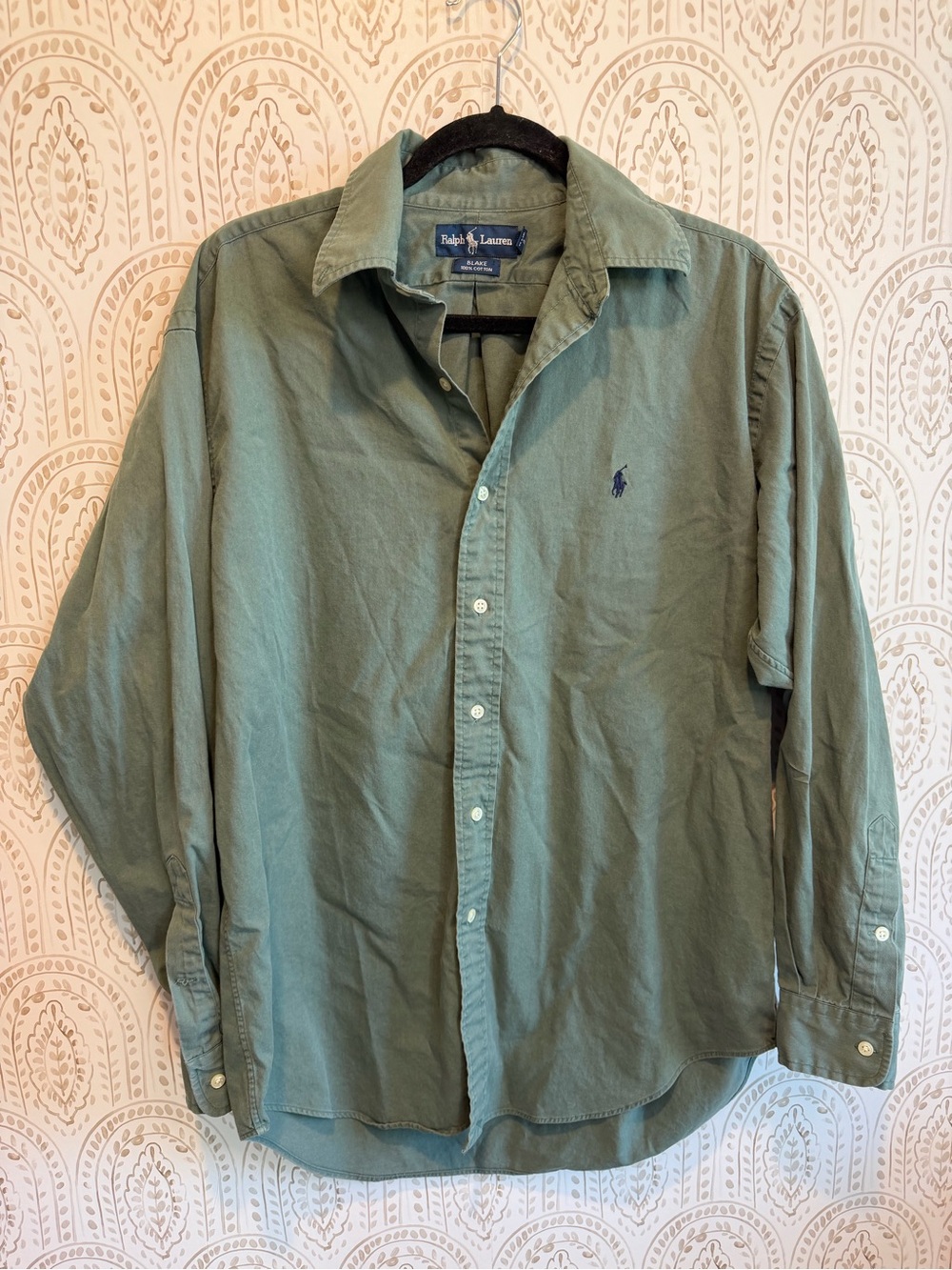 Ralph Lauren Green 100% Cotton Men’s Button Down Shirt size Medium - Picture 2 of 9
